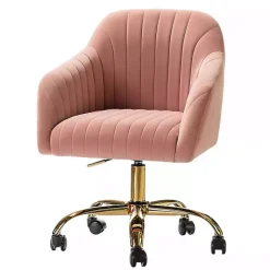 Pink Velvet Swivel Jacyln Office Chair