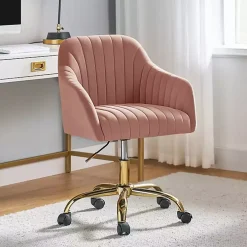 Pink Velvet Swivel Jacyln Office Chair