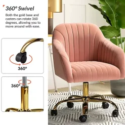 Pink Velvet Swivel Jacyln Office Chair