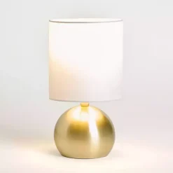Plated Brass Metal Round Table Lamp