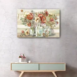 Poppies and Eucalyptus Canvas Wall Art
