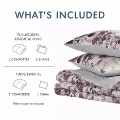 Purple Botanical 3-pc. King Comforter Set