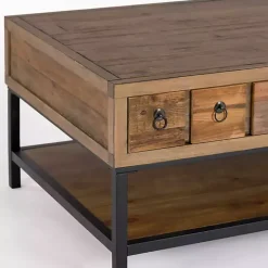 Reclaimed Wood Keeping Drawers Coffee Table