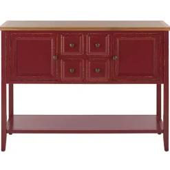 Red & Oak 4-Drawer Charlotte Sideboard