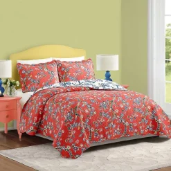 Red Floral Dreams 3-pc. King Quilt Set