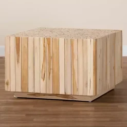 Repurposed Wood Logs Square Coffee Table