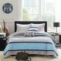 Reversible Stripes 4-pc. Twin/Twin XL Quilt Set
