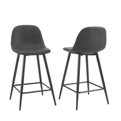 Rorke Black Faux Leather Counter Stools, Set of 2