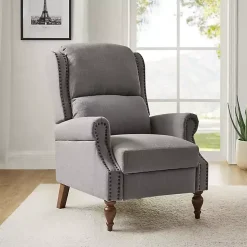 Rosalie Light Gray Upholstered Manual Recliner