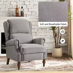 Rosalie Light Gray Upholstered Manual Recliner
