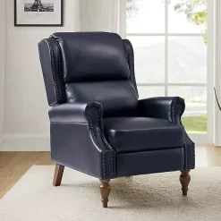 Rosalie Navy Faux Leather Manual Recliner