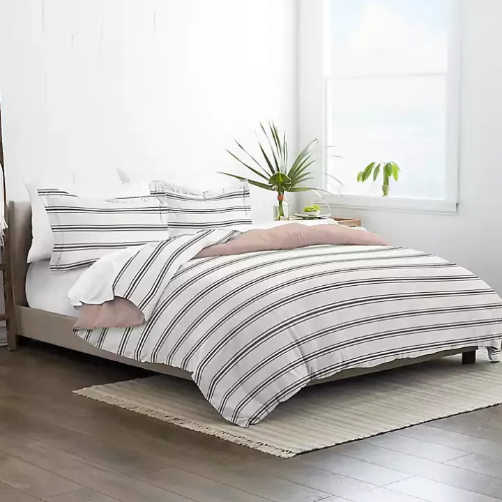 Rose Pink Echo Stripe 3-pc. King Duvet Cover Set