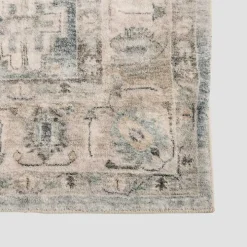 Rosette Dusty Aqua Area Rug, 5x7