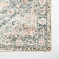 Rosette Green and Ivory Area Rug, 7x9