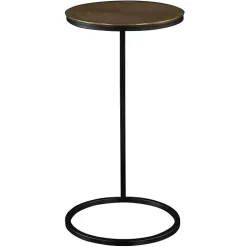 Round Black and Gold Metal C-Table