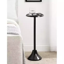 Round Black Metal Layla Accent Table