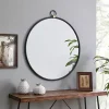 Round Black Metal Mirror with Ring