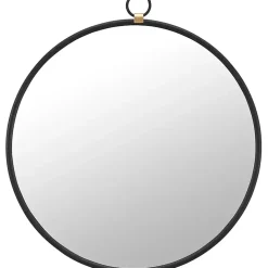 Round Black Metal Mirror with Ring
