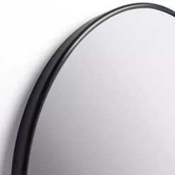 Round Black Nouveau Linear Wall Mirror, 38 in.