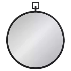 Round Black Tabb Metal Wall Mirror