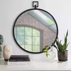 Round Black Tabb Metal Wall Mirror