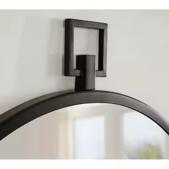 Round Black Tabb Metal Wall Mirror