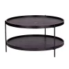 Round Black Wood Farmhouse Coffee Table