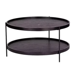 Round Black Wood Farmhouse Coffee Table