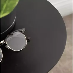 Round Black Wood Jess Accent Table