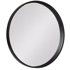 Round Black Wood Travis Accent Mirror