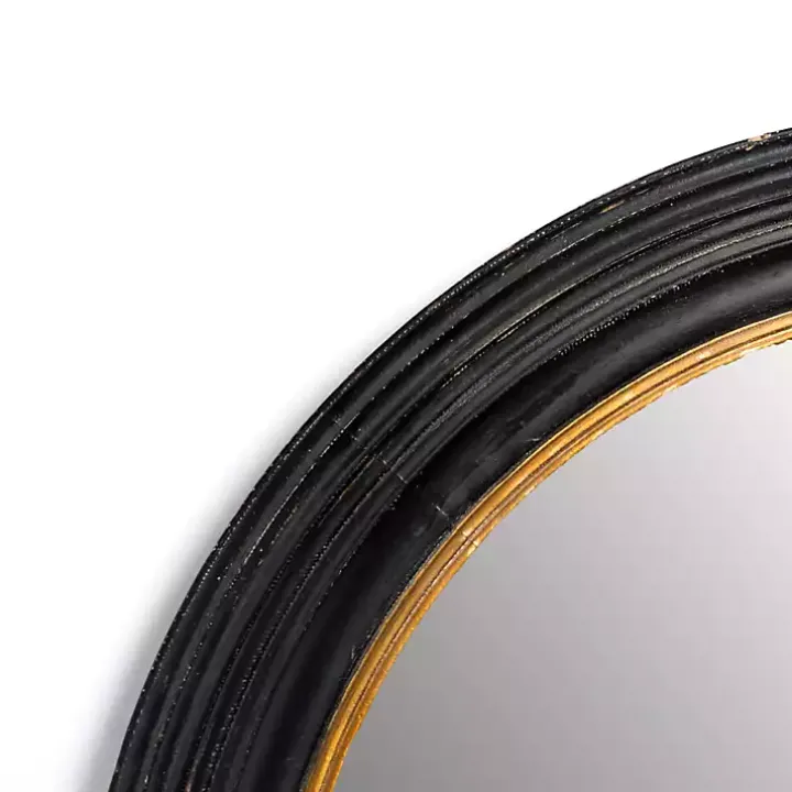 Round Bodiford Black and Gold Wall Mirror