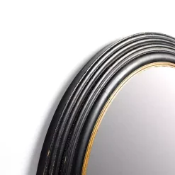 Round Bodiford Black and Gold Wall Mirror