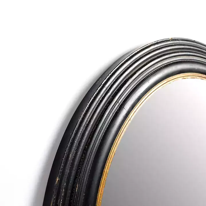 Round Bodiford Black and Gold Wall Mirror