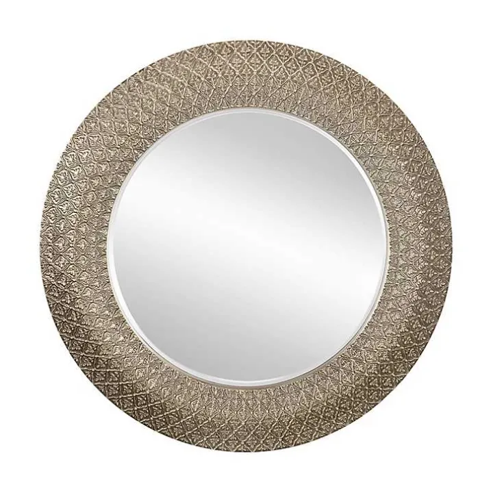 Round Bronze Woven Texture Wall Mirror