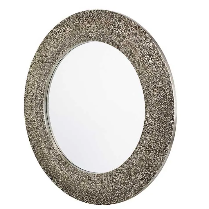 Round Bronze Woven Texture Wall Mirror