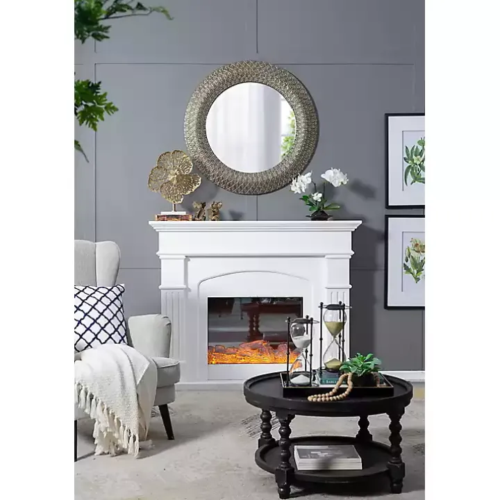 Round Bronze Woven Texture Wall Mirror