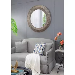 Round Bronze Woven Texture Wall Mirror