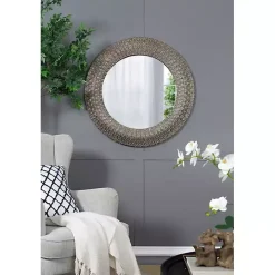 Round Bronze Woven Texture Wall Mirror
