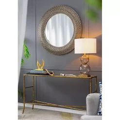 Round Bronze Woven Texture Wall Mirror