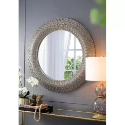 Round Bronze Woven Texture Wall Mirror