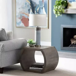 Round Brown Open Side Table