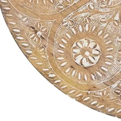 Round Brushed White Engraved Accent Table