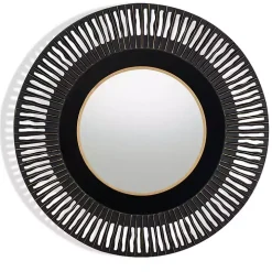 Round Cantara Black Metal Wall Mirror