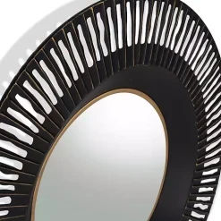 Round Cantara Black Metal Wall Mirror
