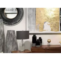 Round Cantara Black Metal Wall Mirror