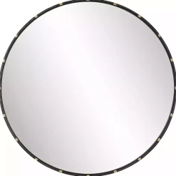 Round Dark Bronze and Gold Wall Mirror