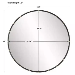 Round Dark Bronze and Gold Wall Mirror