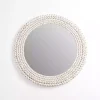 Round Distressed White Beaded Wall Mirror