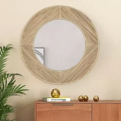 Round Elyas Natural Rattan Wall Mirror