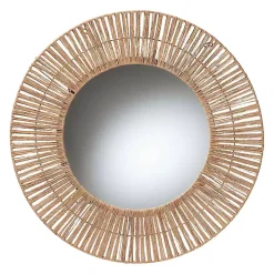 Round Geona Metal and Seagrass Wall Mirror